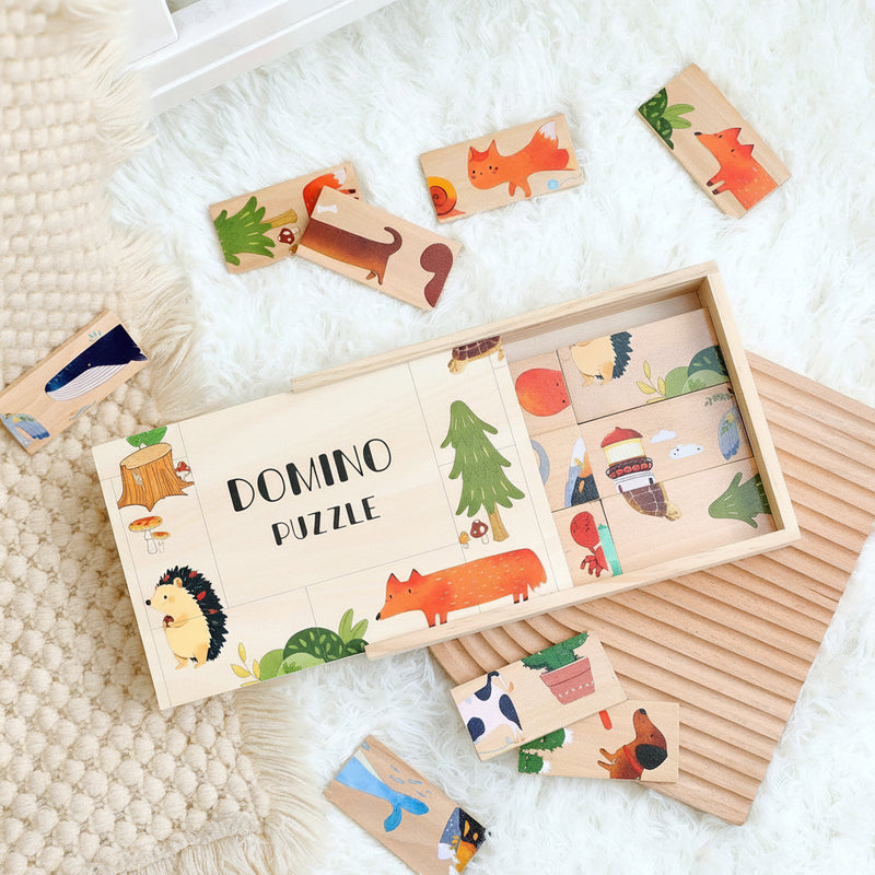 Kids Interactive Wooden Animal Domino Path Puzzle