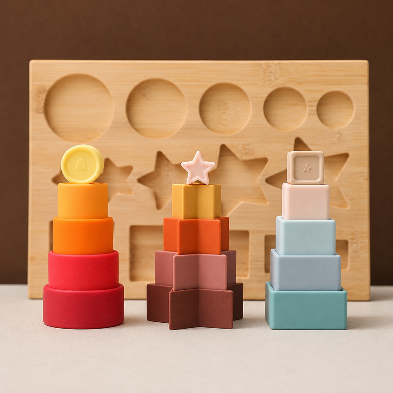 Silicone Puzzle Building Blocks And Stacking Board
