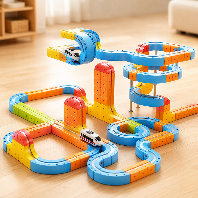 Magnetic Build-and-Race Track Set