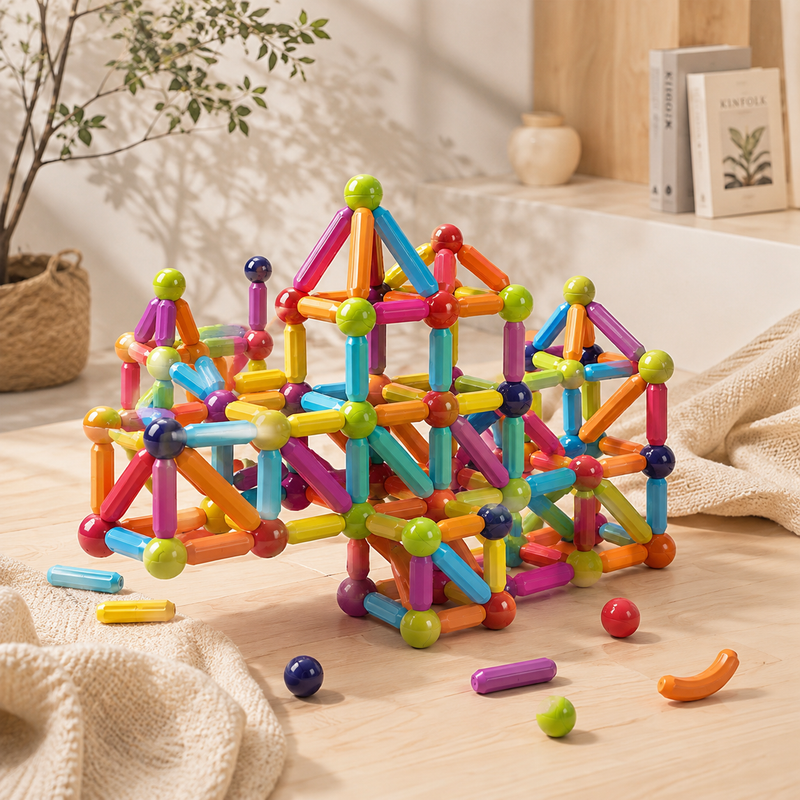 Colorful Magnetic Rod Construction Set for Kids