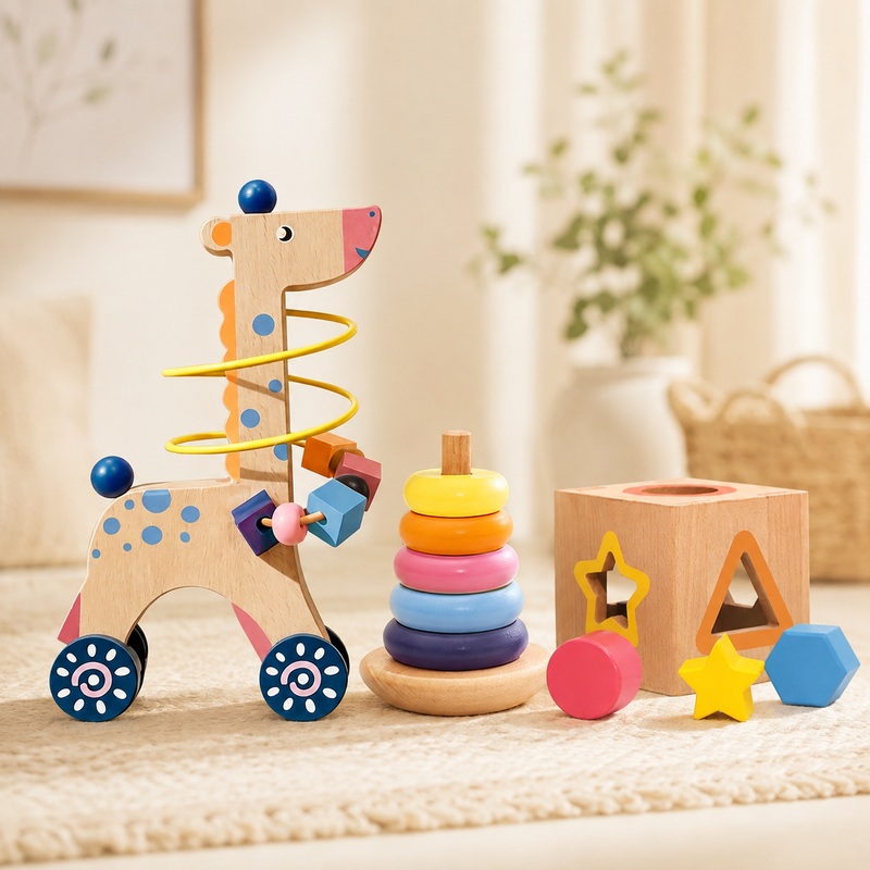 Animal Wooden Bead Three-Piece Gift Set