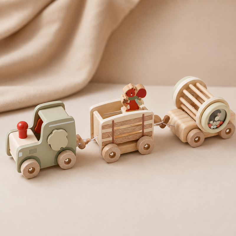 Wooden Shape-Sorting Activity Train Set