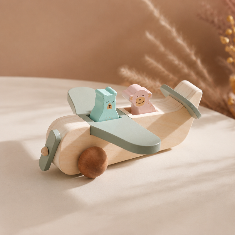 Wooden Animal Passenger Airplane