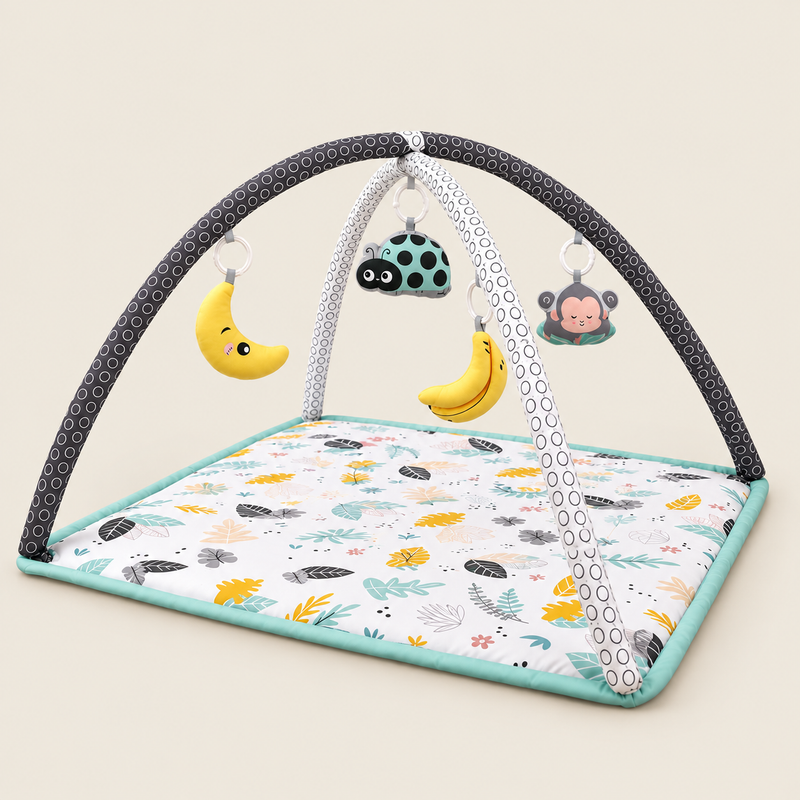 Baby Activity Gym & Tummy Time Play Mat on warm neutral background