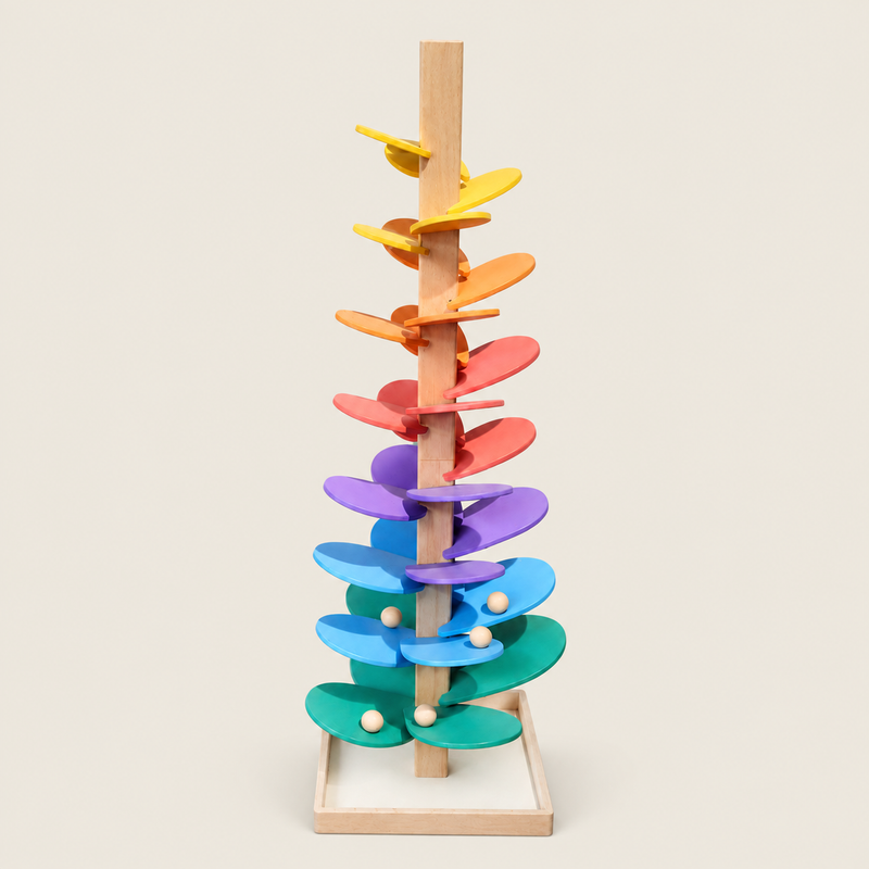 Wooden Rainbow Music Tree — Educational Ball on warm neutral background