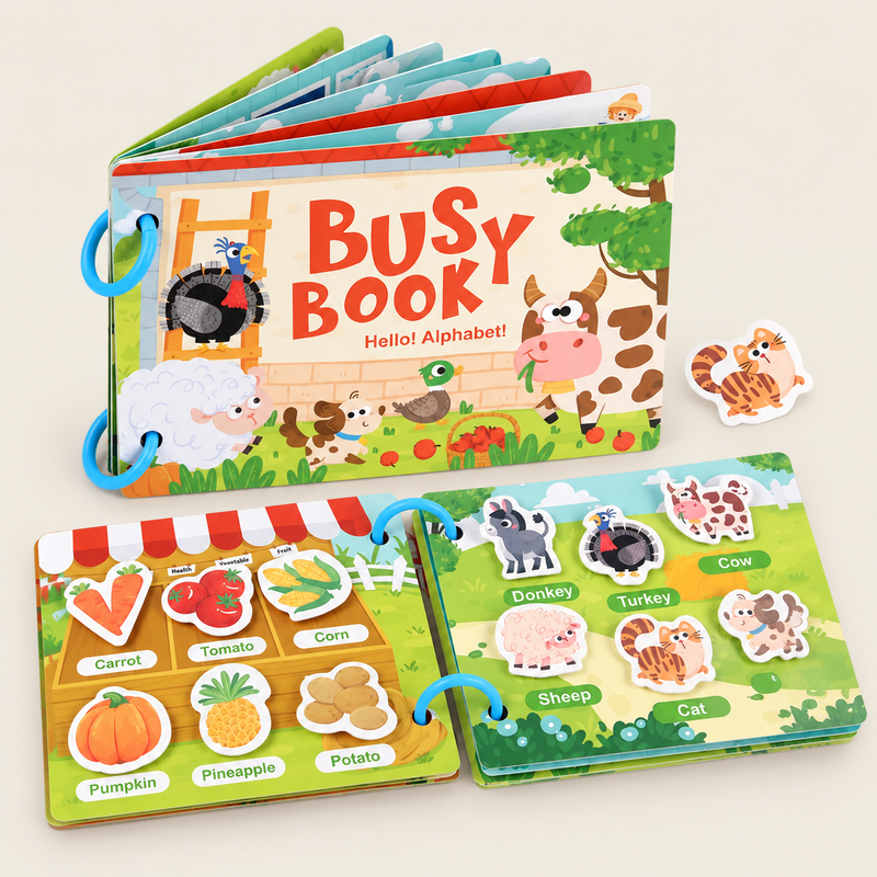 Kids’ Quiet Activity Book – Matching & Learning Games on warm neutral background