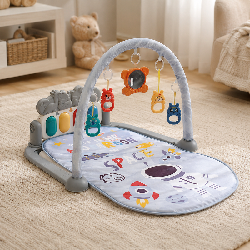 Baby Activity Gym & Play Mat with Detachable Rattles