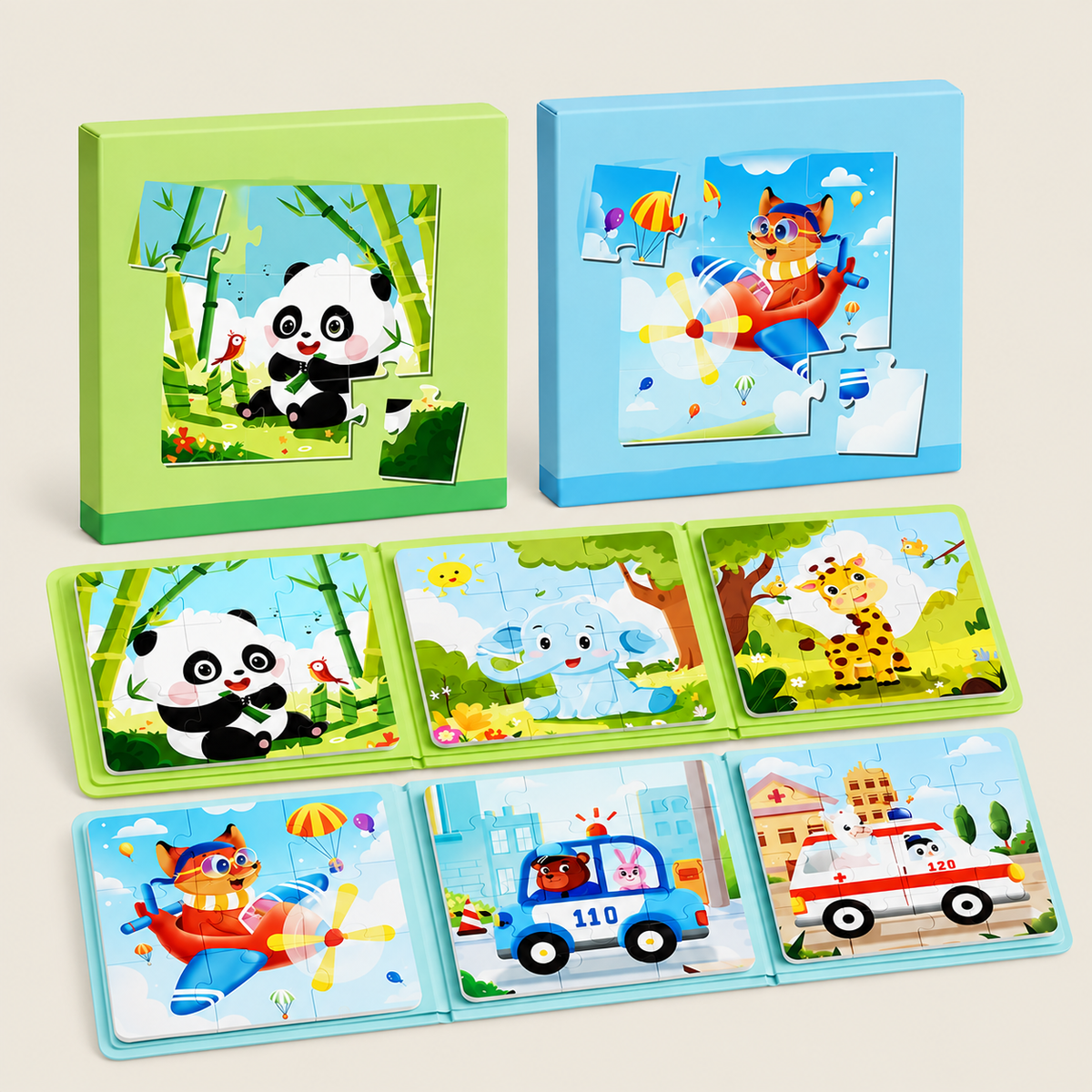 Magnetic Jigsaw Puzzle Activity Set on warm neutral background