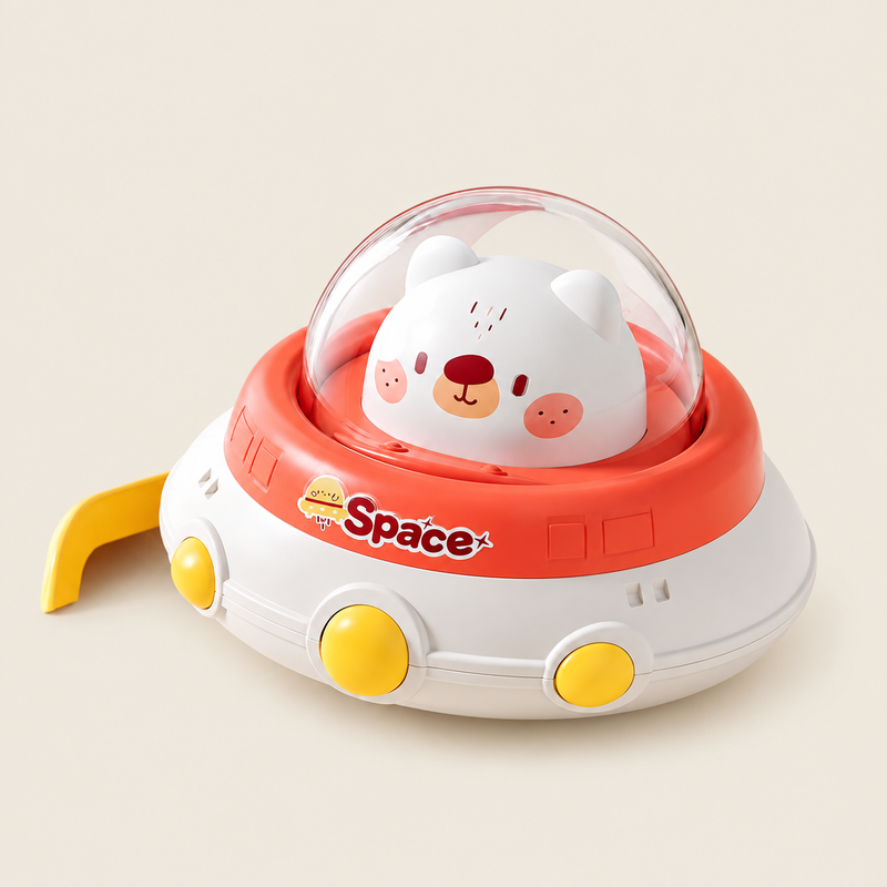 Press-and-Go Animal UFO Car on warm neutral background
