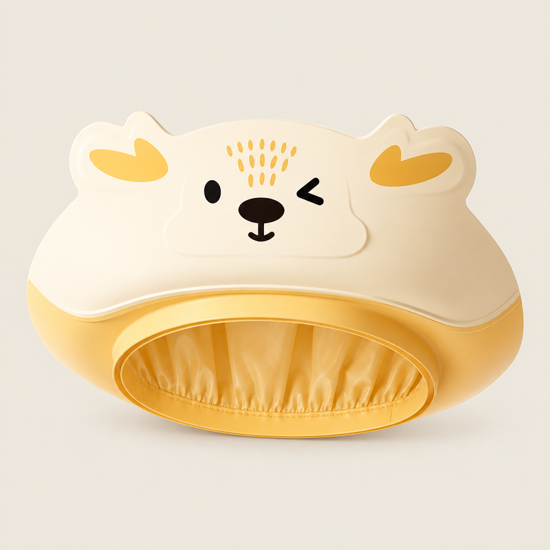Waterproof Ear-covering Shower Cap on warm neutral background
